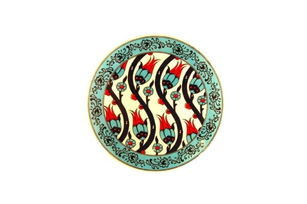 Podstawka ceramiczna - tulipany błękitno-czerwone