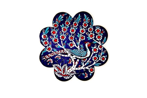 Podstawka ceramiczna - granatowa z pawiem