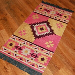 Kilim anatolijski różowy dwustronny 120cm x 60cm - obrazek 3