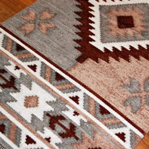 Kilim chodnik anatolijski brązowo-beżowy dwustronny 120cm x 60cm - obrazek 4