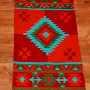 Kilim chodnik anatolijski pomarańczowo-zielony dwustronny 120cm x 60cm - obrazek 2