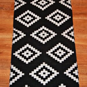 Kilim chodnik anatolijski czarny/biały dwustronny NAZAR 120cm x 60cm - obrazek 2
