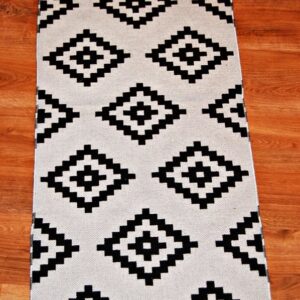 Kilim chodnik anatolijski czarny/biały dwustronny NAZAR 120cm x 60cm - obrazek 3