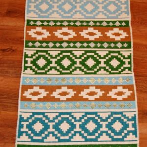 Kilim chodnik anatolijski niebiesko-zielony dwustronny 120cm x 60cm - obrazek 3