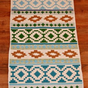 Kilim chodnik anatolijski niebiesko-zielony dwustronny 120cm x 60cm - obrazek 2