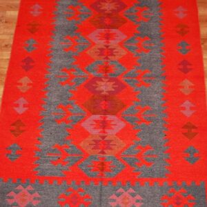 Kilim chodnik anatolijski dwustronny czerwono-czarny 180cm x 120cm - obrazek 3