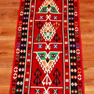 Kilim chodnik anatolijski z symbolem drzewa CZERWONY 190cm x 70cm - obrazek 2