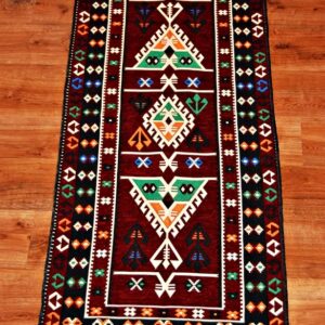 Kilim chodnik anatolijski z symbolem drzewa BORDO 190cm x 70cm - obrazek 2