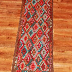 Kilim chodnik anatolijski wielokolorowy dwustronny 220cm x 60cm - obrazek 2