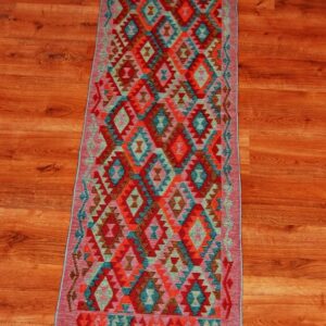 Kilim chodnik anatolijski wielokolorowy dwustronny 220cm x 60cm - obrazek 3