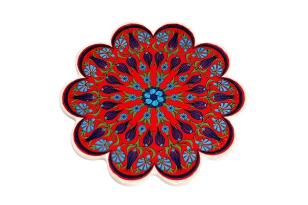 Podstawka ceramiczna - niebieskie goździki