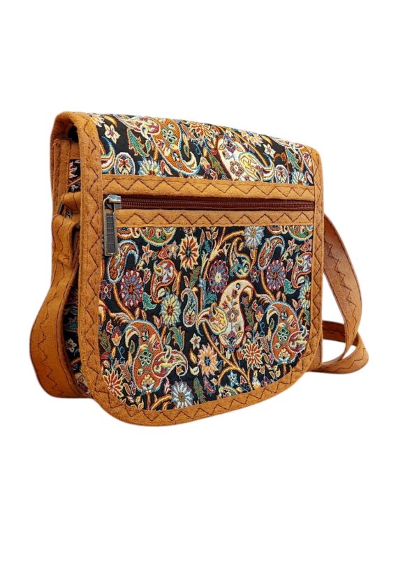 Torebka tekstylna - czarna z motywem paisley - obrazek 2